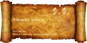 Várady Vince névjegykártya
